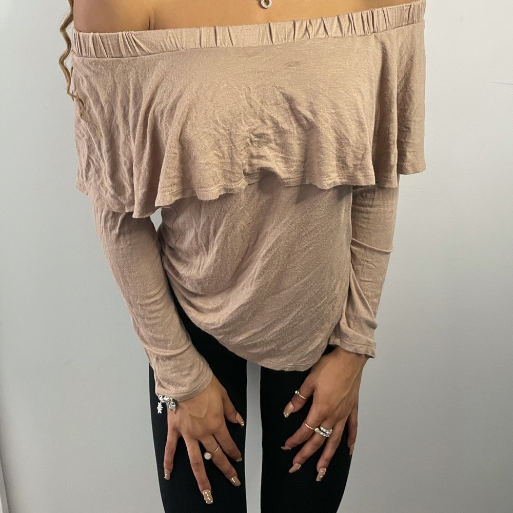 Off Shoulder Tan Blouse
